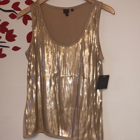 Lulus Tops - NWT Lulus Sexy Gold Sequin Tank Top Size Medium